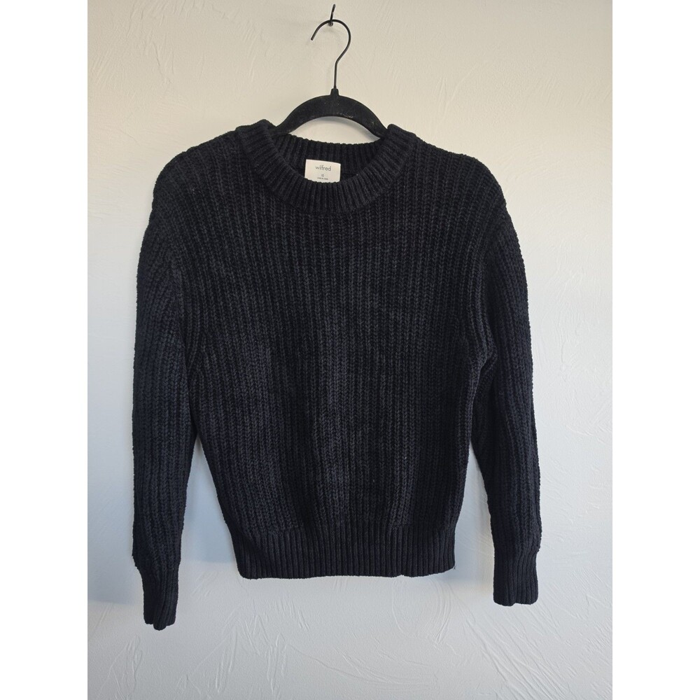 Wilfred Aritzia Black Essential Chenille Knit Pullover Sweater Size XS Holiday - Picture 2 of 10